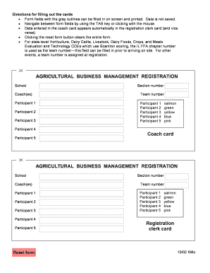 Agricultural Business Management Registration Form