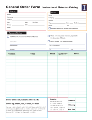 University of Illinois Instructional Materials Order Form