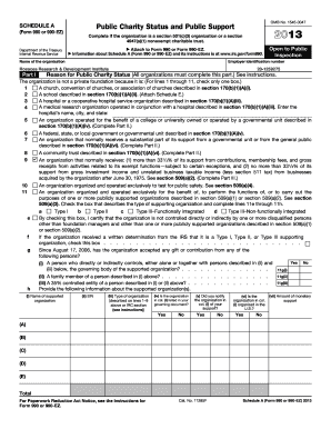 Schedule A Form 990 or 990-EZ