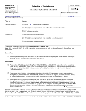 Schedule B Contributor Information Form