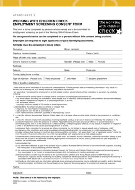 Working With Children Check Employment Screening Consent Form