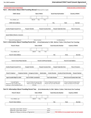 International Child Travel Consent Agreement