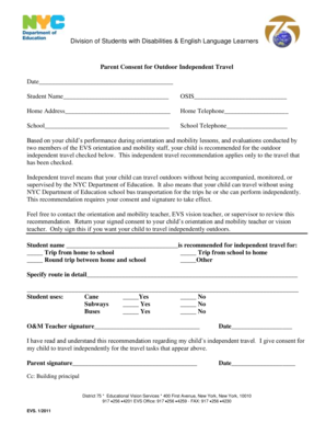 Parent Consent for Outdoor Independent Travel