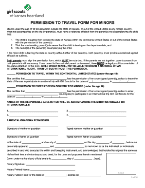 Permission to travel form for minors - Girl Scouts of Kansas Heartland - kansasgirlscouts