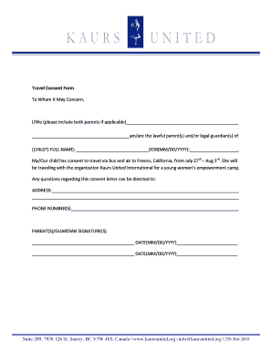 Travel Consent Form