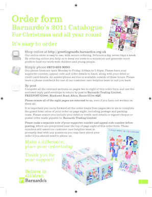 Barnardo’s 2011 Catalogue Order Form