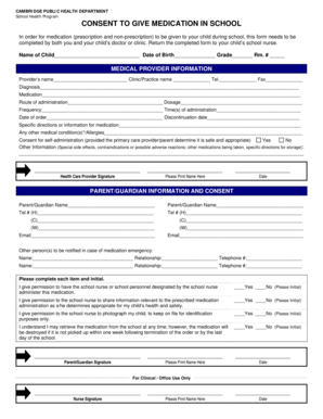 School Medication Consent Form