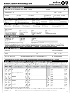 Anthem Blue Cross Member Enrollment Form