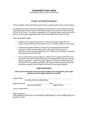 US Passport Application Authorization Letter