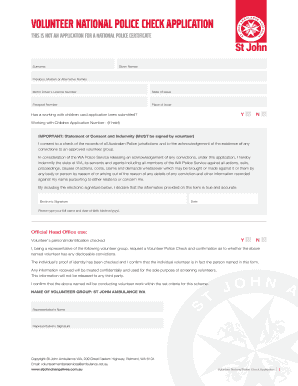 Volunteer National Police Check Application