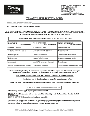 Century 21 Tenancy Application Form