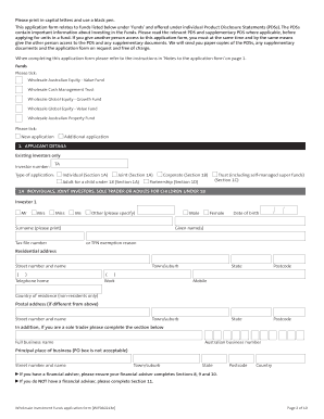 Wholesale Investment Funds Application Form