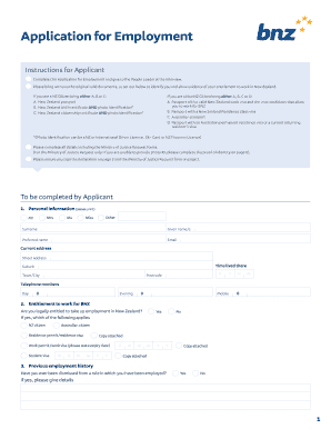 New Zealand Employment Application Form