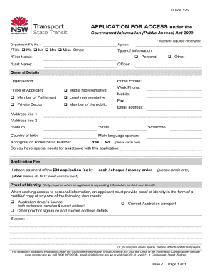 NSW Transport Access Application Form