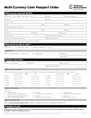 Multi-Currency Cash Passport Order Form