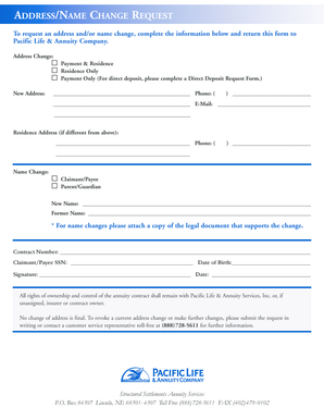 Pacific Life Address/Name Change Request