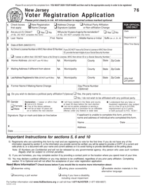 New Jersey Voter Registration Application