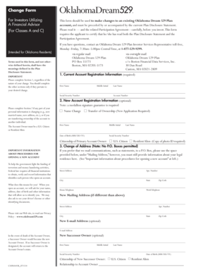 Oklahoma Dream 529 Plan Change Form