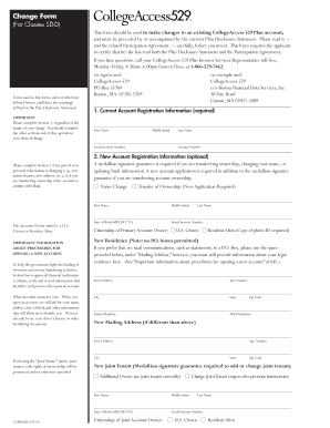 CollegeAccess 529 Plan Change Form