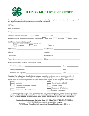 Illinois 4-H Club/Group Report