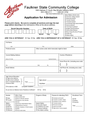 Faulkner State Community College Application for Admission