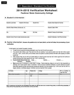 Time management worksheet for students pdf - V1 Dependent - Verification Worksheet - Faulkner State Community ... - faulknerstate