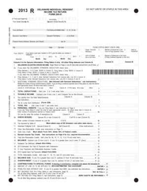 2013 Delaware Individual Resident Income Tax Return