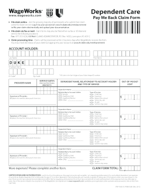 Dependent Care Claim Form