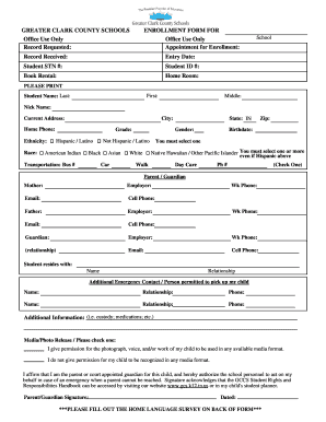 Greater Clark County Schools Enrollment Form