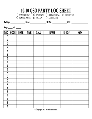 Call log template pdf - ten ten international