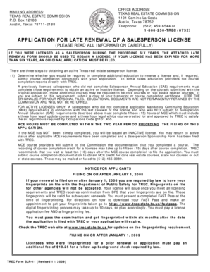 Texas Real Estate Salesperson Late Renewal Application