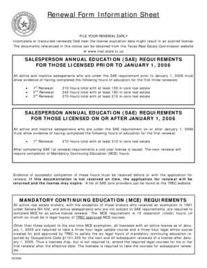 Texas Real Estate License Renewal Form