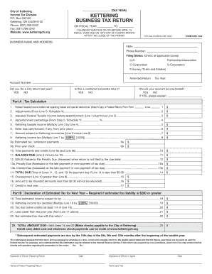 Kettering Business Tax Return