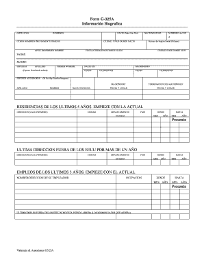 Formulario G-325A Información Biográfica