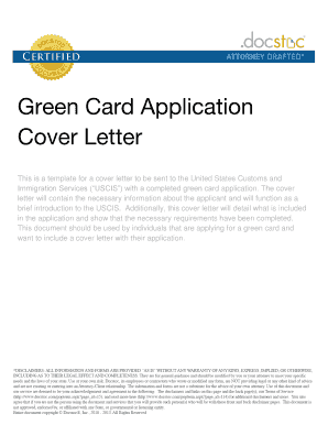 USCIS Green Card Application Cover Letter