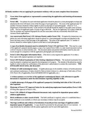 USCIS I-485 Permanent Residency Application Packet