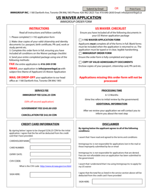 US Waiver Application Form I-192