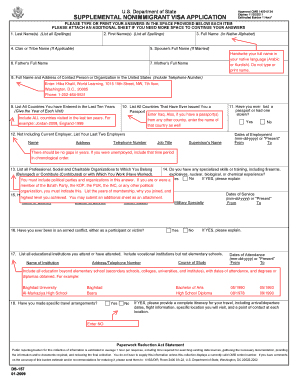 DS-157 Supplemental Non Immigrant Visa Application