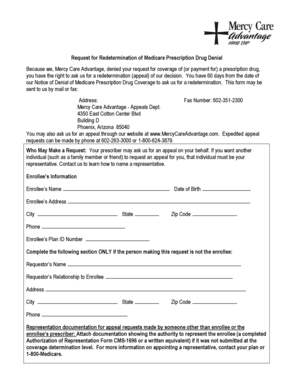 Request for Redetermination of Medicare Prescription Drug Denial