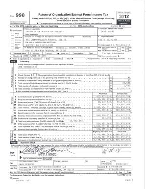 Form 990 (2012) Boston University