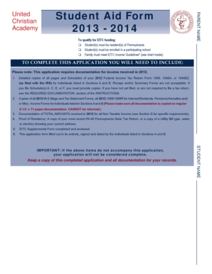 Pennsylvania Student Aid Form