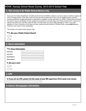 Kansas School Nurse Survey 2013-2014