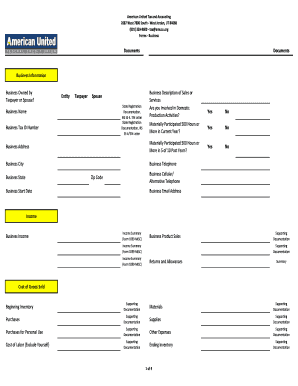 Business Tax Information Form