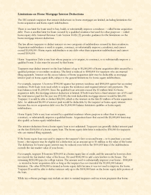 IRS Home Mortgage Interest Deduction Limits