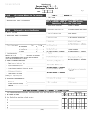 Mississippi Schedule K-1 Form