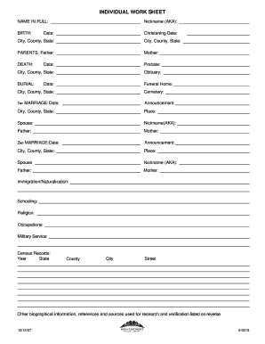 Individual Work Sheet