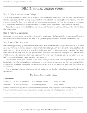 Valued Directions Worksheet