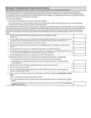 Montana Tax Worksheet II - Federal Income Tax Refund
