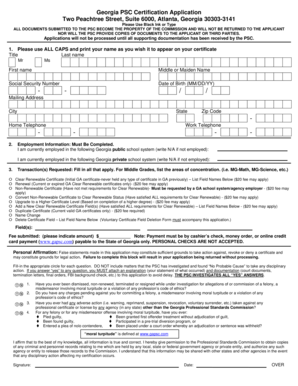 Georgia PSC Certification Application