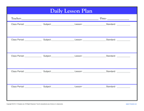 BBlank Printableb Daily Lesson Plan Template for bb - K12 Reader